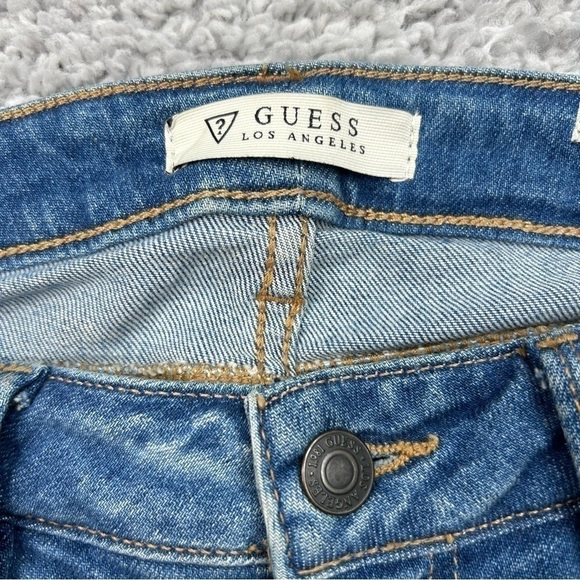 Guess Jeans Womens 26 Retro Pencil Straight Italian Selvedge Holes DIstressed - Picture 2 of 6